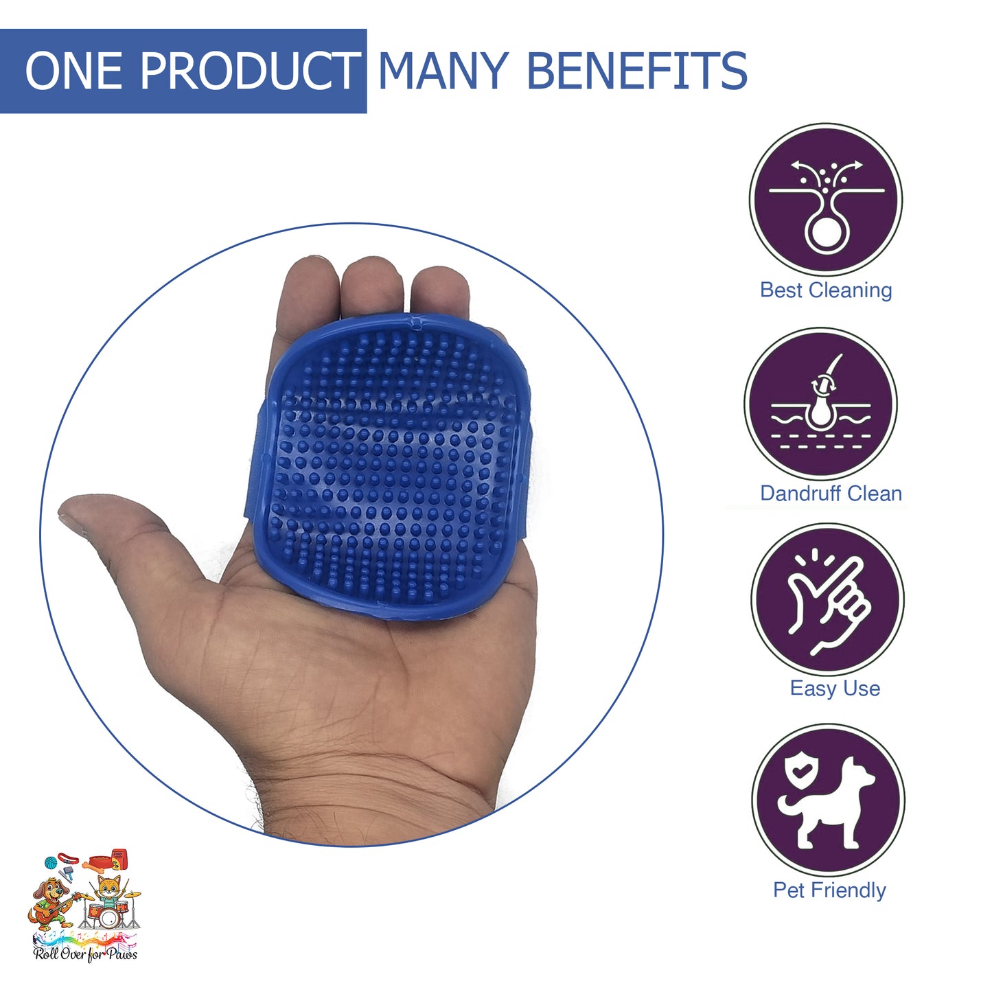 Dog Bathing Glove Scrubber for Pets – Adjustable Soft Silicone Grooming Brush for Dogs & Cats | Massaging Bath Mitt with Anti-Slip Design | Ideal for Hair Removal & Deep Cleaning During Bath