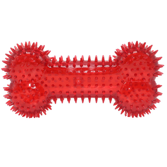 Rolloverforpaws Squeak Dog Chew Bone Toy - 5 inch Durable, Soft, and Safe for Teeth & Gums with extra bounce | Interactive Fetch & Play Ball for Small, Medium & Large Dogs