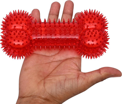 Rolloverforpaws Squeak Dog Chew Bone Toy - 5 inch Durable, Soft, and Safe for Teeth & Gums with extra bounce | Interactive Fetch & Play Ball for Small, Medium & Large Dogs