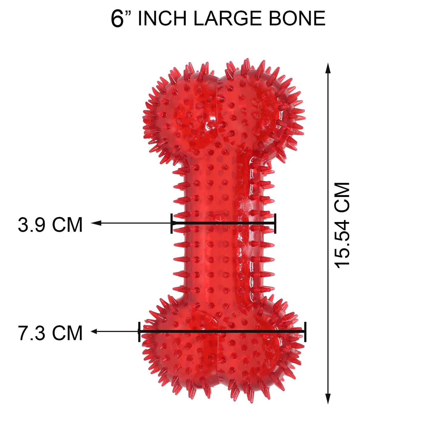 Rolloverforpaws Squeak Dog Chew Bone Toy - 5 inch Durable, Soft, and Safe for Teeth & Gums with extra bounce | Interactive Fetch & Play Ball for Small, Medium & Large Dogs