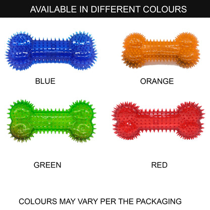 Rolloverforpaws Squeak Dog Chew Bone Toy - 5 inch Durable, Soft, and Safe for Teeth & Gums with extra bounce | Interactive Fetch & Play Ball for Small, Medium & Large Dogs