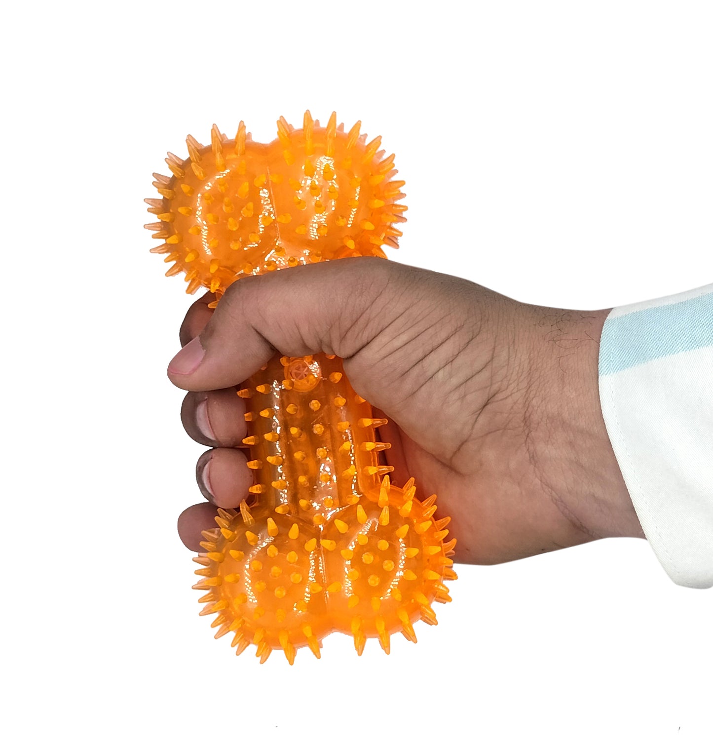 Rolloverforpaws Squeak Dog Chew Bone Toy - 5 inch Durable, Soft, and Safe for Teeth & Gums with extra bounce | Interactive Fetch & Play Ball for Small, Medium & Large Dogs