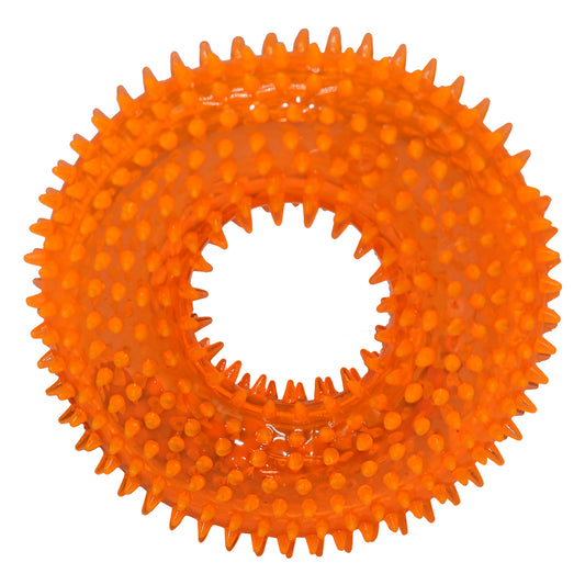 Rolloverforpaws Squeak Dog Chew Ring Toy - 4 inch Durable, Soft, and Safe for Teeth & Gums with extra bounce | Interactive Fetch & Play Ring Toy for Small, Medium & Large Dogs