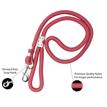 Heavy Duty Rope Dog Leash | Strong Leash for Medium & Large Dogs | Non-Slip Handle, Rustproof Hook, Tangle-Free Daily Leash for Walking & Training