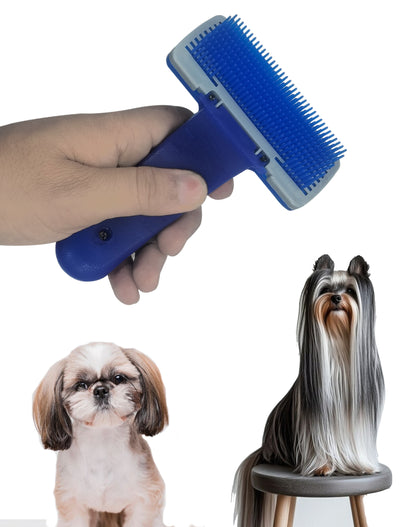 Self-Cleaning Slicker Brush for Dogs & Cats – Push Button Pet Grooming Brush for Long & Short Hair | Anti-Slip Handle, Tangle Remover & Deshedding Comb | Fur Release Brush for Easy Cleaning