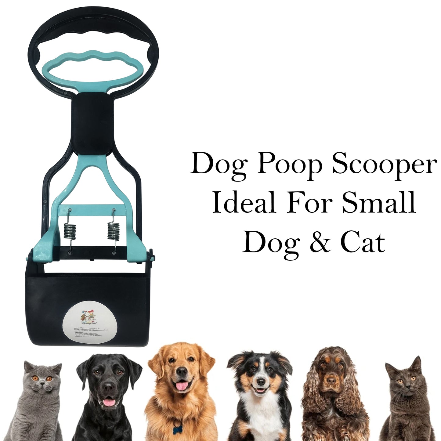 Dog Poop Scooper for Small Dogs | Portable Waste Picker with Handle | Lightweight, Durable Pet Poop Cleaning Tool for Easy Use