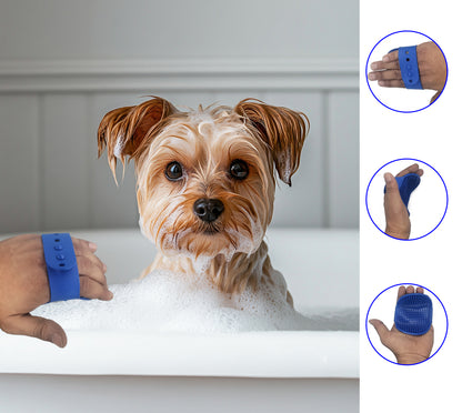 Dog Bathing Glove Scrubber for Pets – Adjustable Soft Silicone Grooming Brush for Dogs & Cats | Massaging Bath Mitt with Anti-Slip Design | Ideal for Hair Removal & Deep Cleaning During Bath
