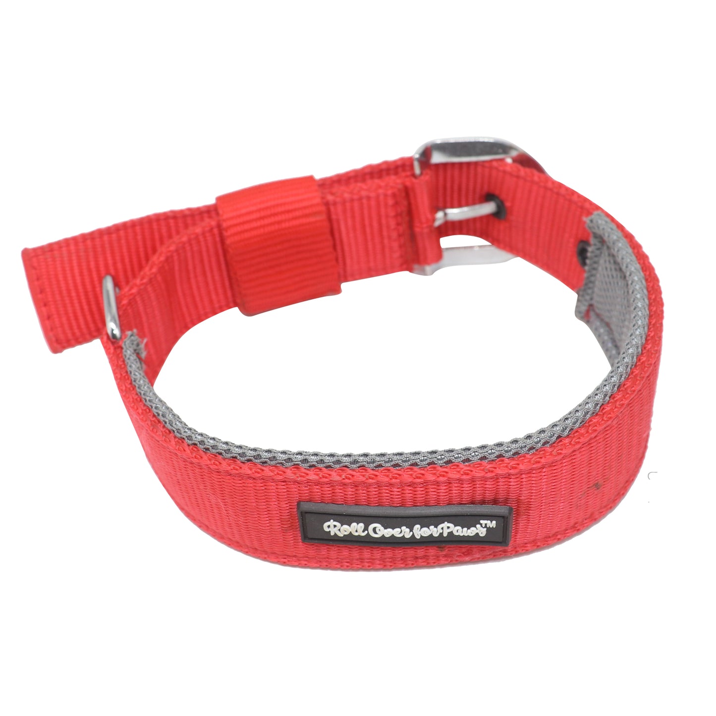 Rolloverforpaws 18-Inch Padded Dog Collar – Double-Layered Nylon with Soft Cushion & Metal Buckle – Adjustable, Durable & Comfortable for Small Dogs – Secure Fit for Walking & Training