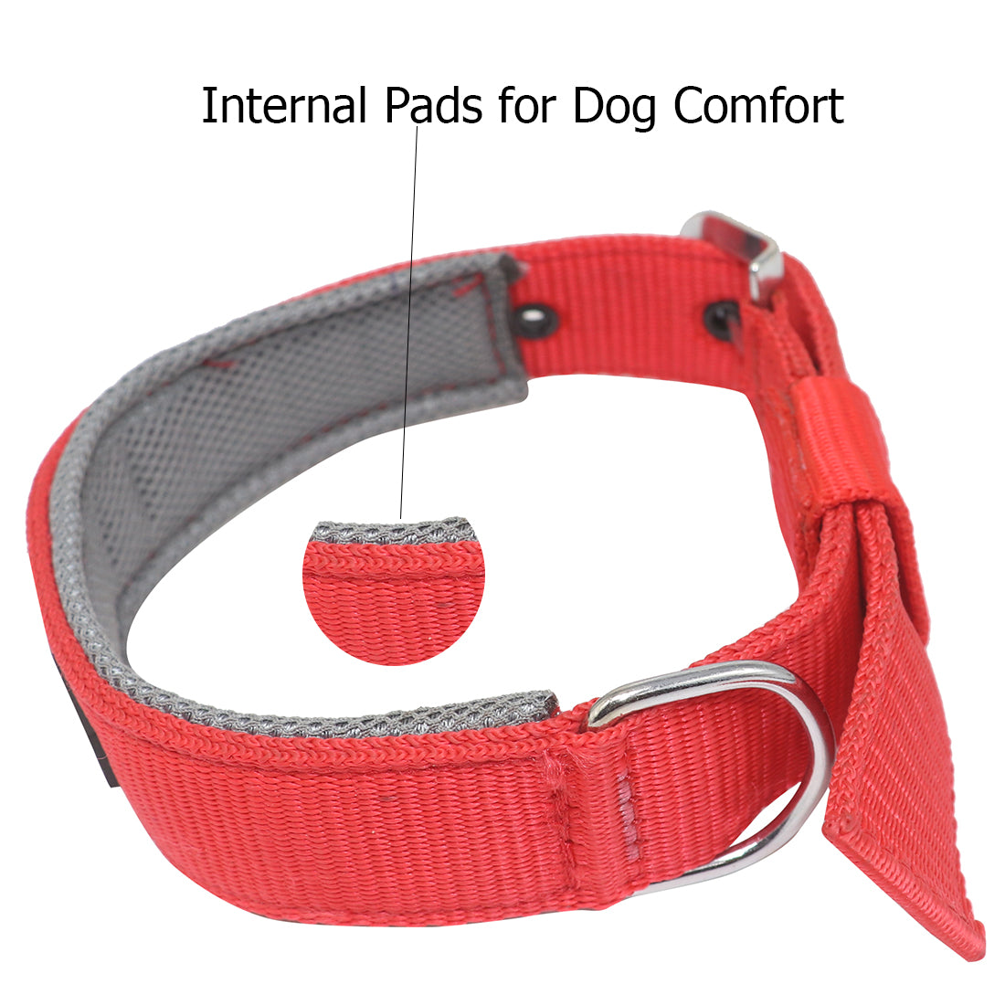 Rolloverforpaws 18-Inch Padded Dog Collar – Double-Layered Nylon with Soft Cushion & Metal Buckle – Adjustable, Durable & Comfortable for Small Dogs – Secure Fit for Walking & Training